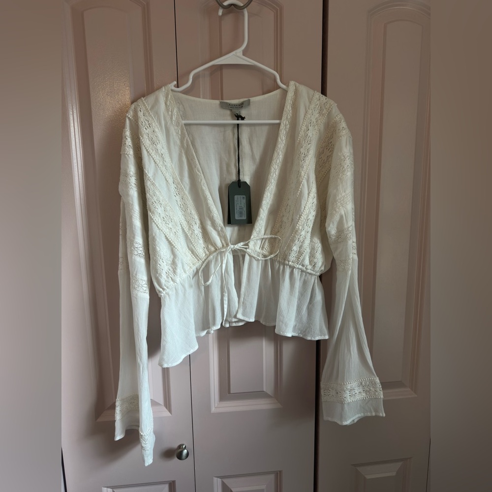 AllSaints Chloe Broderie Top – Chalk White – Size US 6 – NWT